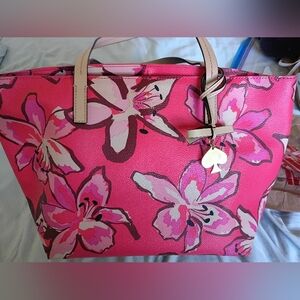 Kate Spade Pink Floral Tote Bag NWOT Never Used Very Bright Killer Deal